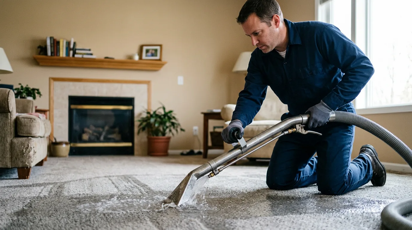 Water damage restoration technician working near Augusta, MO